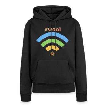 wifi wool - Frauen Premium Bio Hoodie - Schwarz - Vorne - Julia (174cm)