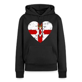 Cœur de drapeau d’Irlande du Nord - Sweat à capuche Premium bio Femme - noir - Devant - Julia (174cm)