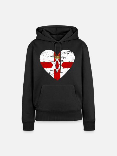 Nordirland Flaggenherz - Frauen Premium Bio Hoodie - Schwarz