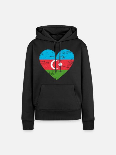 Aserbaidschan Flaggenherz - Frauen Premium Bio Hoodie - Schwarz