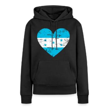 Honduras Flaggenherz - Frauen Premium Bio Hoodie - Schwarz - Vorne - Julia (174cm)