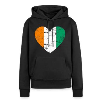 Elfenbeinküste Flaggenherz - Frauen Premium Bio Hoodie - Schwarz - Vorne - Julia (174cm)