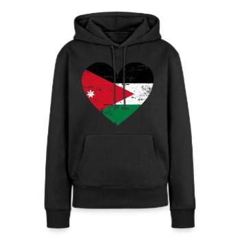 Jordanien Flaggenherz - Frauen Premium Bio Hoodie - Schwarz - Vorne - Julia (174cm)