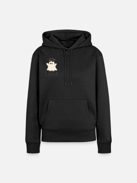 Black Cat und Ghost - Frauen Premium Bio Hoodie - Schwarz