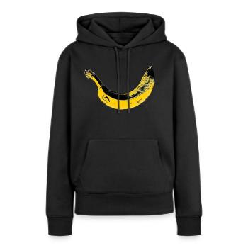 Banane - Sweat à capuche Premium bio Femme - noir - Devant - Julia (174cm)