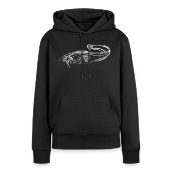 Wels - Angler - Frauen Premium Bio Hoodie - Schwarz - Vorne - Julia (174cm)