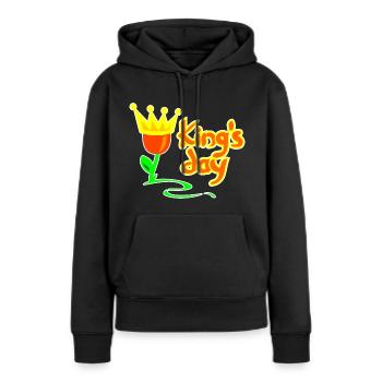 Jour royal Pays-Bas Tulipe kings day - Sweat à capuche Premium bio Femme - noir - Devant - Julia (174cm)