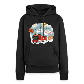 Harry Potter Poudlard Express Tous À Bord - Sweat à capuche Premium bio Femme - noir - Devant - Julia (174cm)