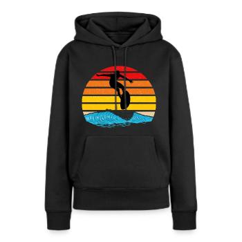 Surfen - Frauen Premium Bio Hoodie - Schwarz - Vorne - Julia (174cm)