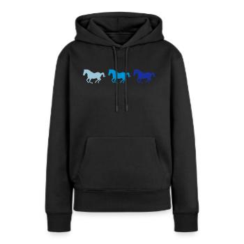Trois chevaux au galop - Sweat à capuche Premium bio Femme - noir - Devant - Julia (174cm)