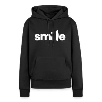 Sourire - Sweat à capuche Premium bio Femme - noir - Devant - Julia (174cm)