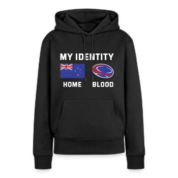 Mon identité Rugby - Sweat à capuche Premium bio Femme - noir - Devant - Julia (174cm)