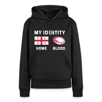 Mon identité Rugby - Sweat à capuche Premium bio Femme - noir - Devant - Julia (174cm)