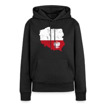 Pologne drapeau polonais aigle Polska cadeau - Sweat à capuche Premium bio Femme - noir - Devant - Julia (174cm)