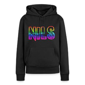 nils rs arc-en-ciel - Sweat à capuche Premium bio Femme - noir - Devant - Julia (174cm)