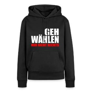 Geh wählen - Frauen Premium Bio Hoodie - Schwarz - Vorne - Julia (174cm)
