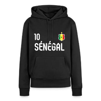 Senegalesische Nationalmannschaft - Frauen Premium Bio Hoodie - Schwarz - Vorne - Julia (174cm)