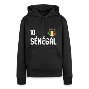 Senegalesische Nationalmannschaft - Frauen Premium Bio Hoodie - Schwarz - Vorne - Julia (174cm)