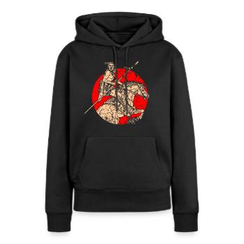 Indianer Amerikanischer Ureinwohner Pferd - Frauen Premium Bio Hoodie - Schwarz - Vorne - Julia (174cm)