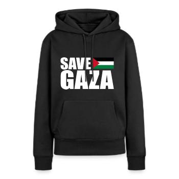 Save gaza - Sweat à capuche Premium bio Femme - noir - Devant - Julia (174cm)