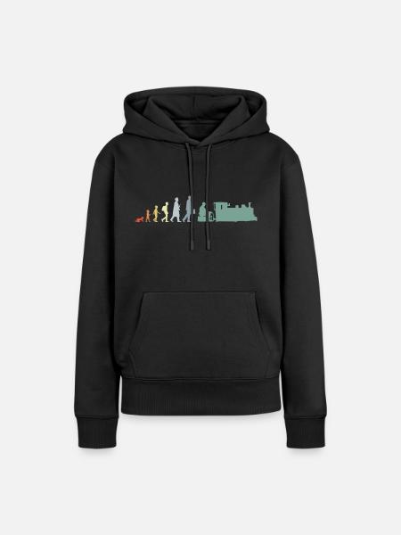 Trainspotter Evolution - Frauen Premium Bio Hoodie - Schwarz