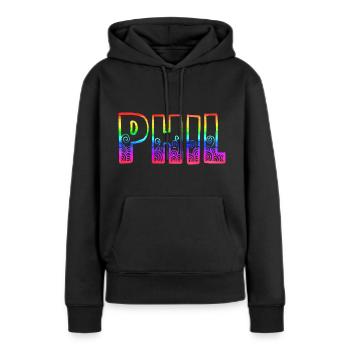 phil rs arc-en-ciel - Sweat à capuche Premium bio Femme - noir - Devant - Julia (174cm)