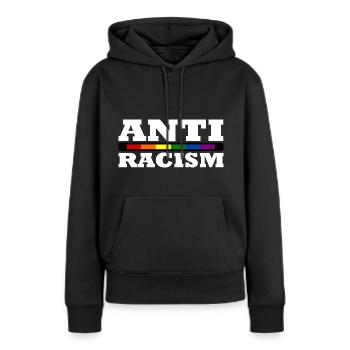 Anti-racisme - Sweat à capuche Premium bio Femme - noir - Devant - Julia (174cm)