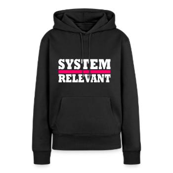Système pertinent - Sweat à capuche Premium bio Femme - noir - Devant - Julia (174cm)