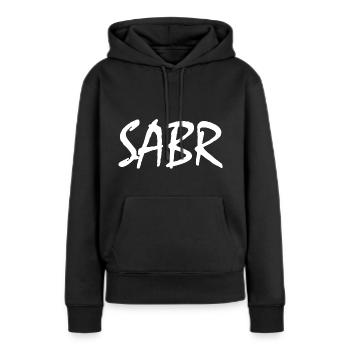 Sabr - Sweat à capuche Premium bio Femme - noir - Devant - Julia (174cm)