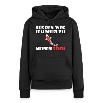 Aus dem Weg, ich muss zu meinem Teich - Frauen Premium Bio Hoodie - Schwarz - Vorne - Julia (174cm)