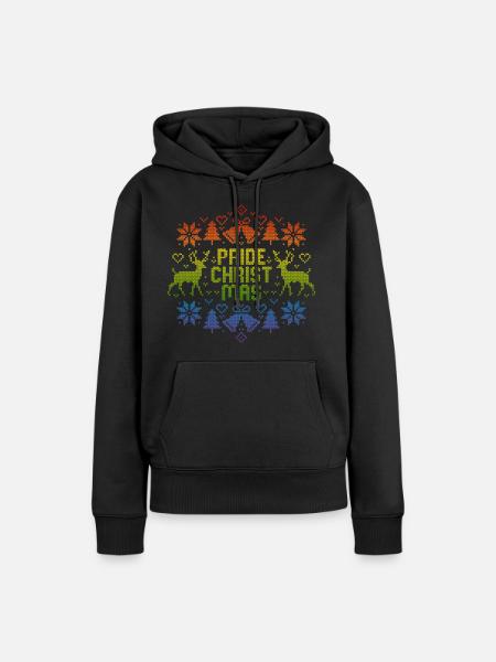 Fierté Noël LGBT Rainbow Gay Ugly Christmas - Dame Premium hoodie, økologisk bomuld - sort