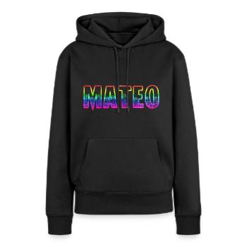 mateo rs regenbogen - Frauen Premium Bio Hoodie - Schwarz - Vorne - Julia (174cm)
