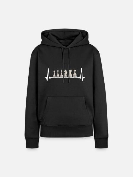 Chess Player Heartbeat Chess - Women’s Premium Organic Hoodie - black