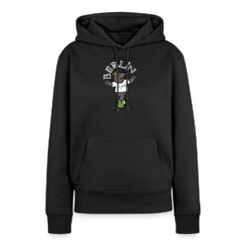 Berlin, Icke - Frauen Premium Bio Hoodie - Schwarz - Vorne - Julia (174cm)