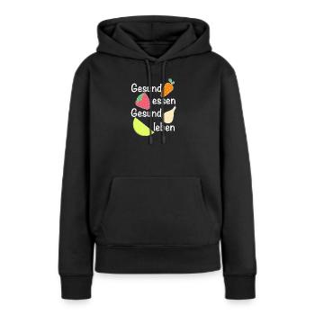 Gesund essen, gesund leben | Ernährung - Frauen Premium Bio Hoodie - Schwarz - Vorne - Julia (174cm)