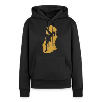 escalade fille grimpeuse un roccher - Sweat à capuche Premium bio Femme - noir - Devant - Julia (174cm)
