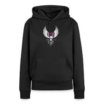 Crâne Coeur Brisé Anti Saint-Valentin - Sweat à capuche Premium bio Femme - noir - Devant - Julia (174cm)
