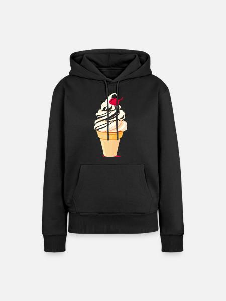 Eiscreme Tüte Grafik - Frauen Premium Bio Hoodie - Schwarz