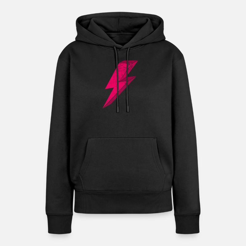Conception d'éclair rose vif 3D - Sweat à capuche Premium bio Femme - noir