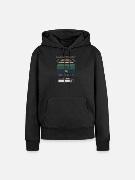 Gamer Leveln Loading Retro Sonnenburst - Frauen Premium Bio Hoodie - Schwarz