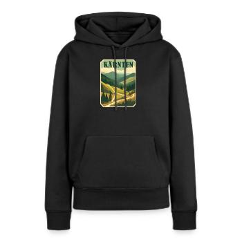 Motif rétro Carinthie - Sweat à capuche Premium bio Femme - noir - Devant - Julia (174cm)
