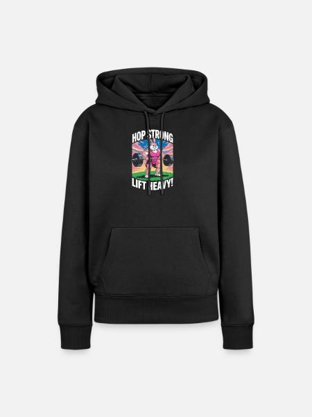 Spring stark. Hebe schwer - Frauen Premium Bio Hoodie - Schwarz