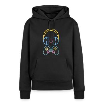 Love Gaming & Music - Nerd - Frauen Premium Bio Hoodie - Schwarz - Vorne - Julia (174cm)