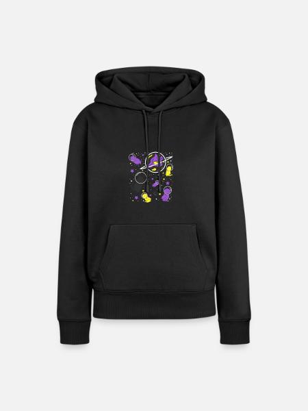 Nonbinary Pride Katze im Weltraum - Frauen Premium Bio Hoodie - Schwarz