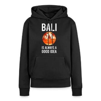 Bali - Frauen Premium Bio Hoodie - Schwarz - Vorne - Julia (174cm)