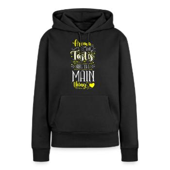 Koch Gourmet Kochmütze Gastronomie - Frauen Premium Bio Hoodie - Schwarz - Vorne - Julia (174cm)