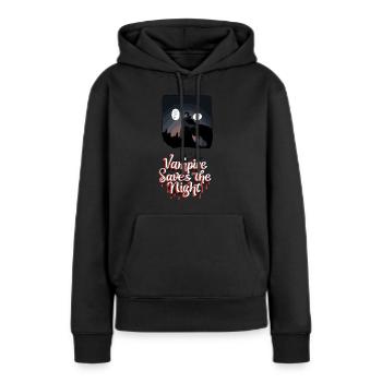 Comic Ausschnitt Style - Vampire Saves the Night - Frauen Premium Bio Hoodie - Schwarz - Vorne - Julia (174cm)