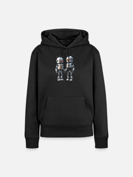 Roboter Pärchen - Frauen Premium Bio Hoodie - Schwarz