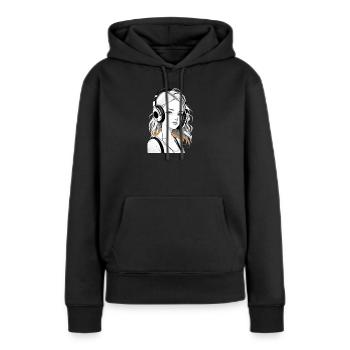 Musik Frau Mädchen Kopfhoerer Rave Geschenkidee - Frauen Premium Bio Hoodie - Schwarz - Vorne - Julia (174cm)