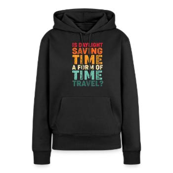 Zeitreise - Frauen Premium Bio Hoodie - Schwarz - Vorne - Julia (174cm)